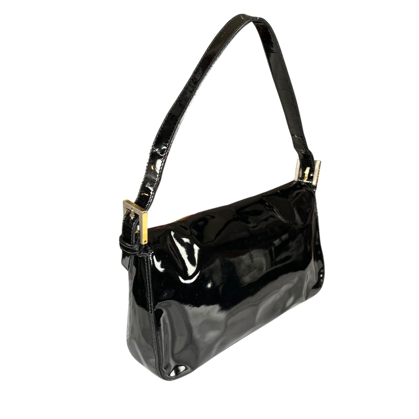 Fendi Baguette Black Patent Leather Two Tone HW Shoulder Purse