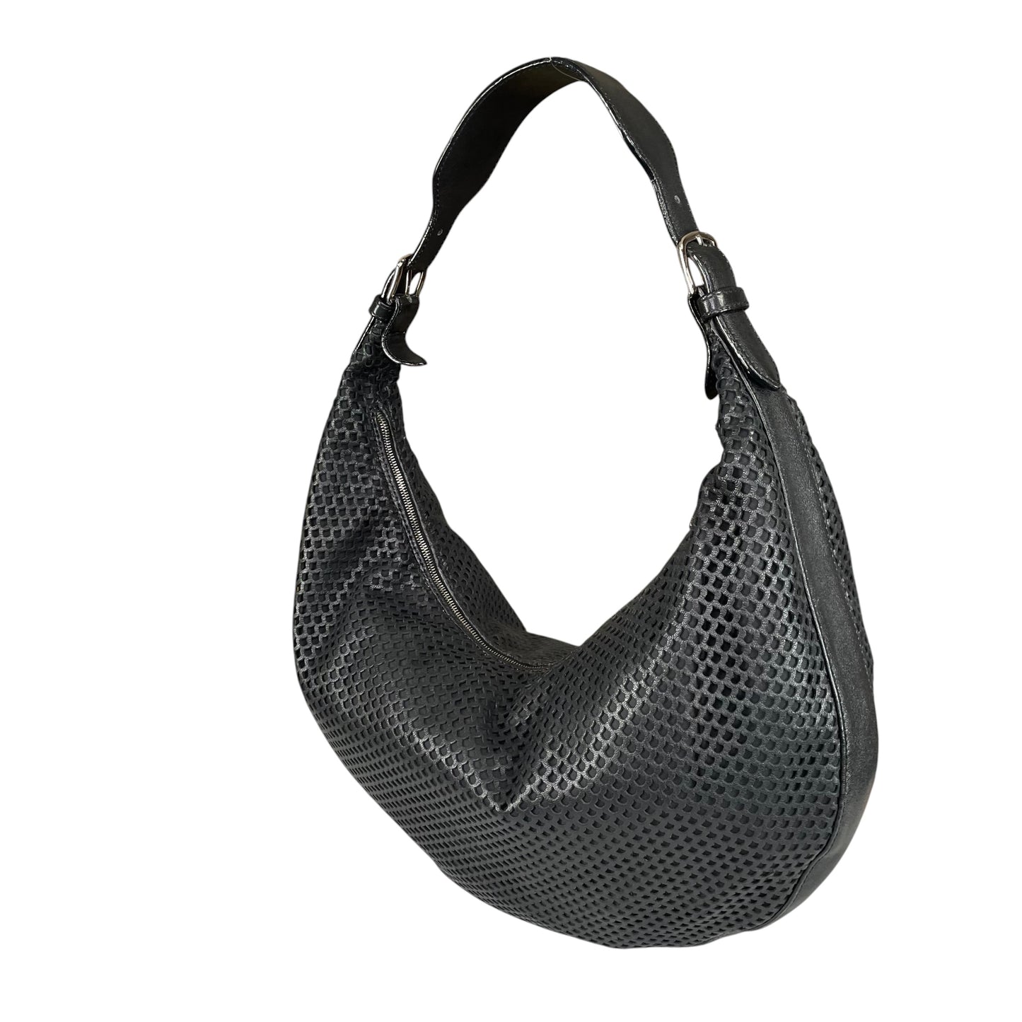 Christian Dior Y2K Perforated Leather Black CD Logo Shoulder Hobo bag Purse