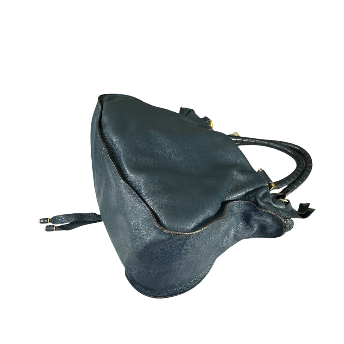 Chloe Marcie XL Navy Blue GHW eather Satchel