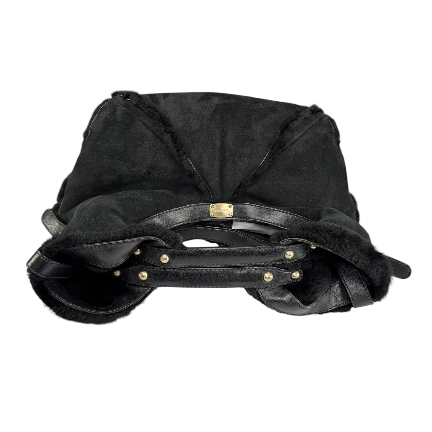 Jimmy Choo Black Shearling GHW  Large Shoulder Hobo