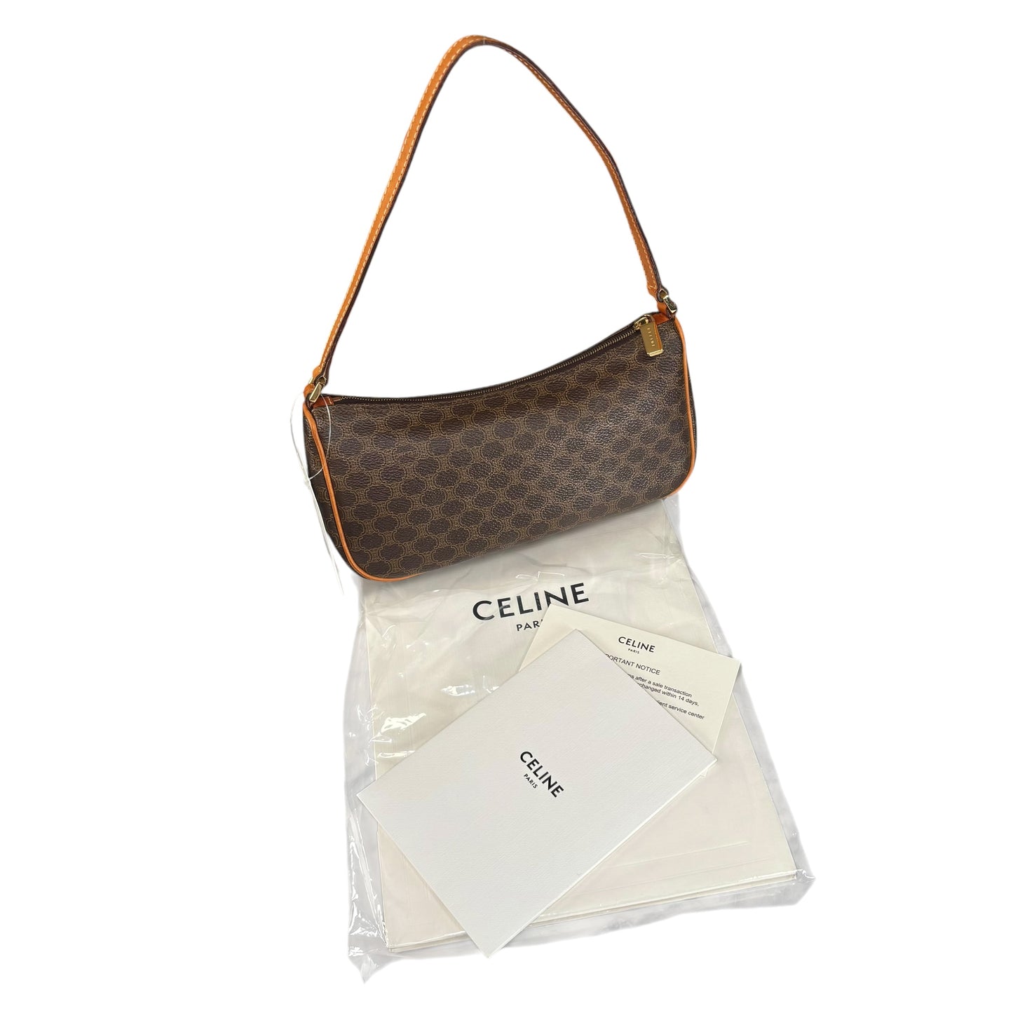 Celine Macadam Mono Baguette Canvas Leather Shoulder Purse