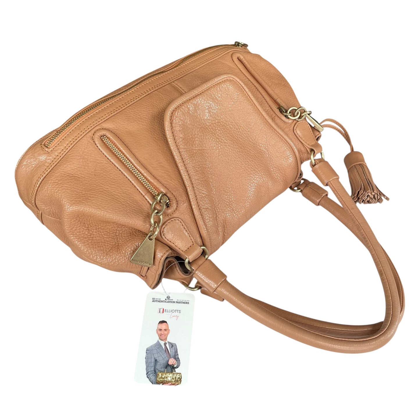 See By Chloe Cherry Blush Pink Leather DrawString Snap 2-Way Shoulder Purse