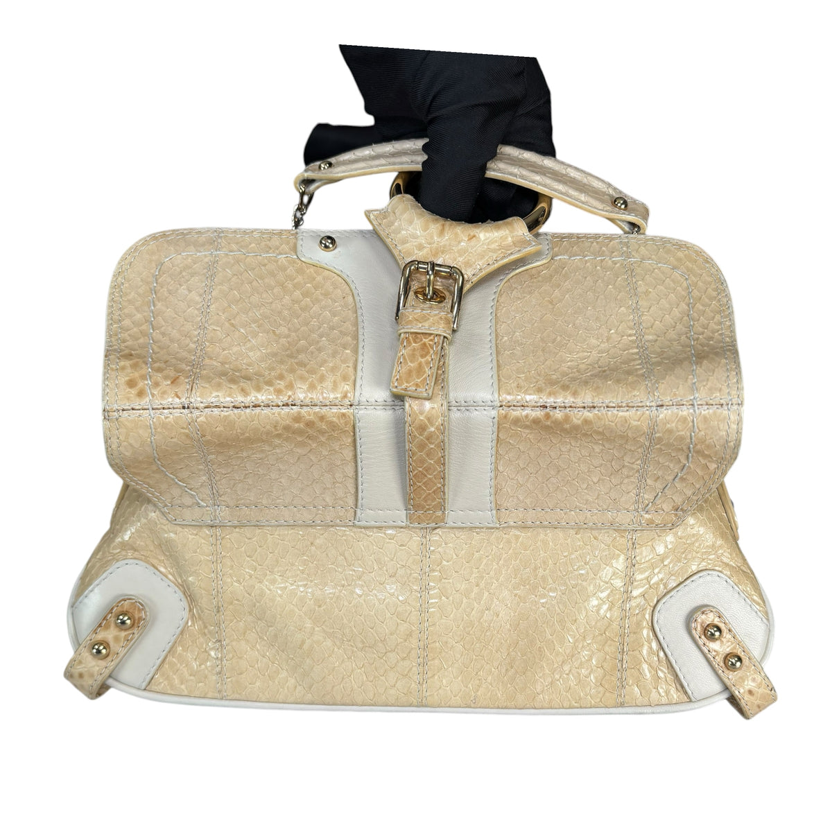 Dolce & Gabbana Y2K Python Creme Two-Tone Shoulder Purse
