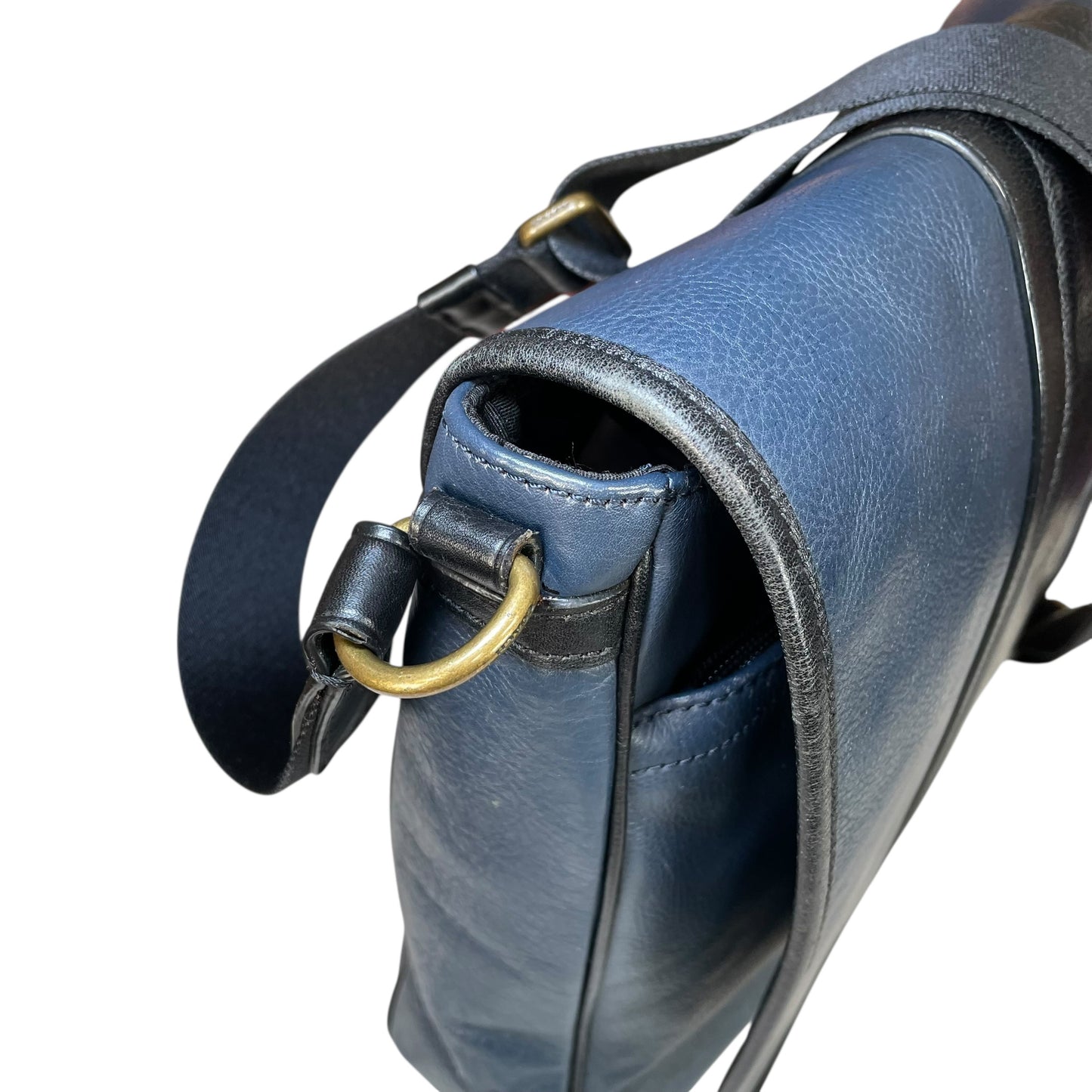 Coach Heritage Map Bombe Leather Messenger Bag Navy Black Crossbody Work Bag