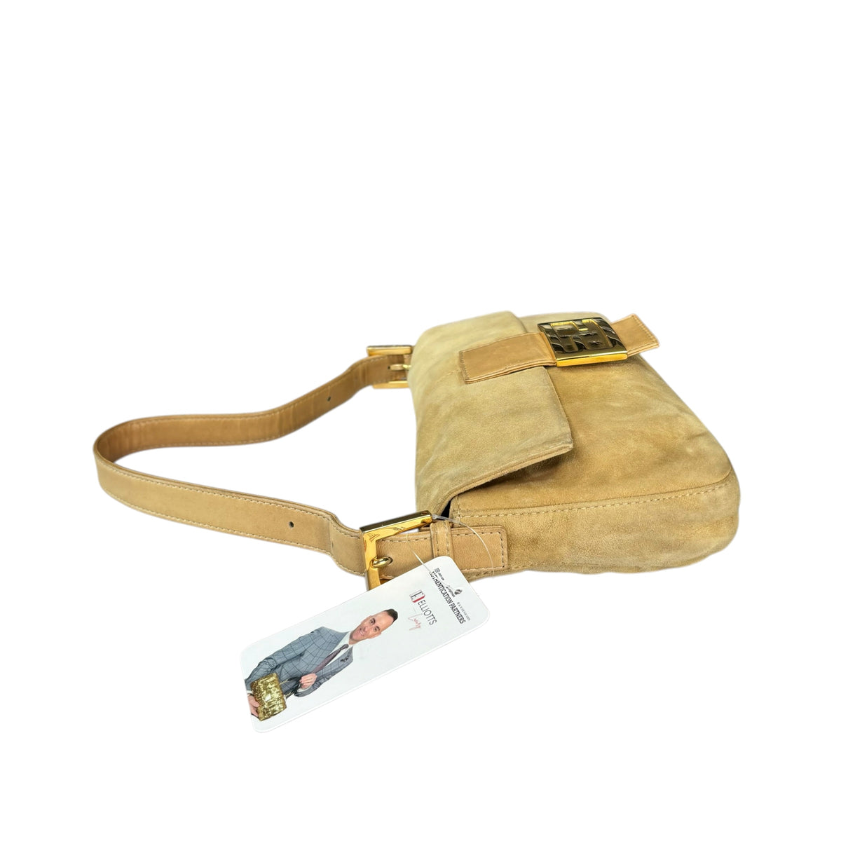 Fendi Y2K Baguette Suede Leather Gold / Gold Tan Shoulder Purse