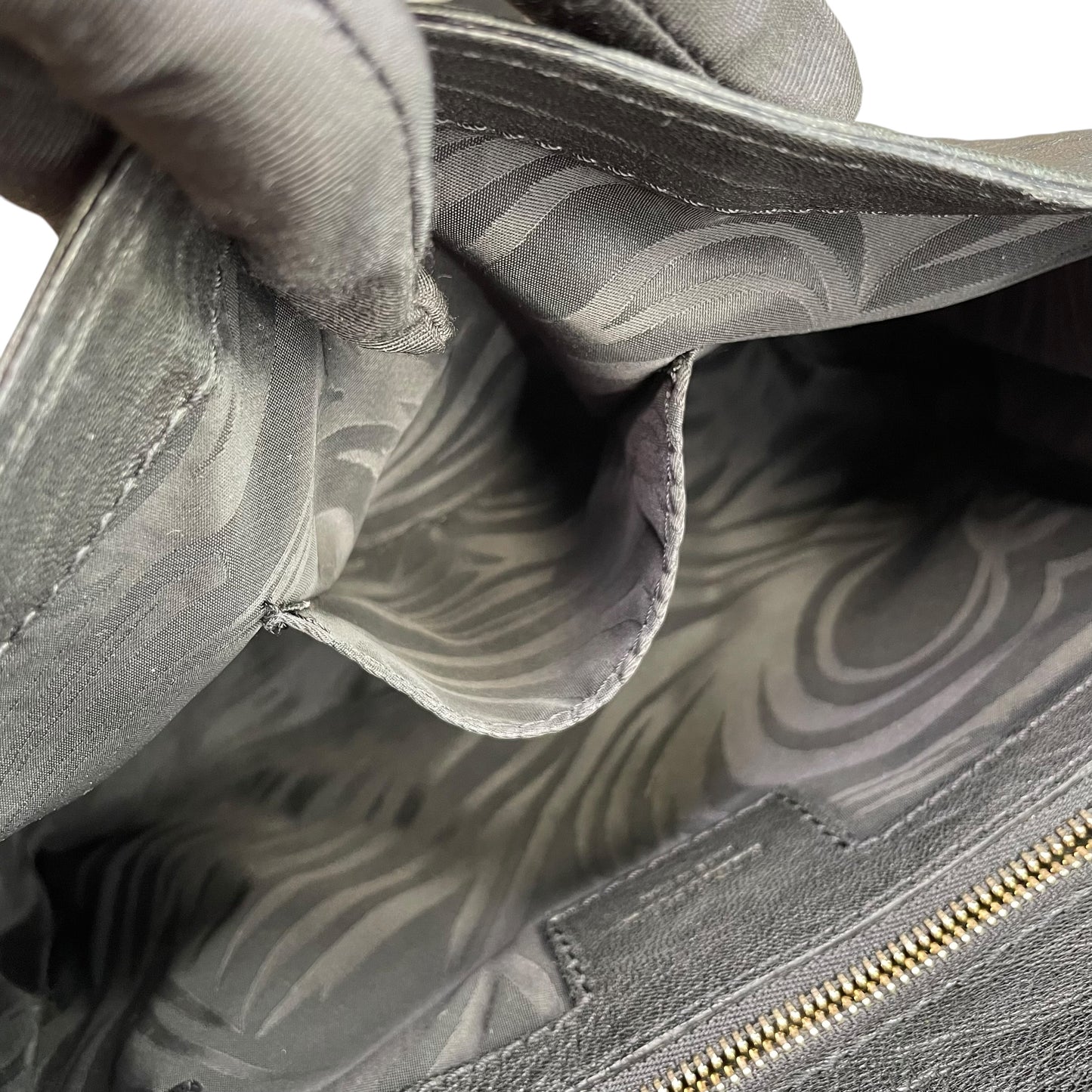 Emilio Pucci Pierced Studded Flap Black Aged Cowhide Silver Gold 2-Way Shoulder Bag