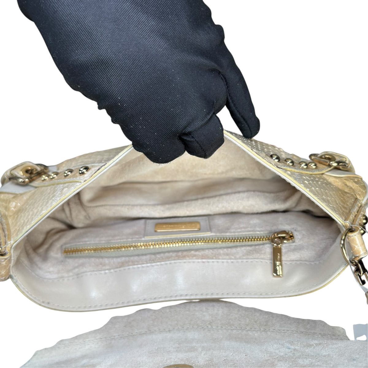 Dolce & Gabbana Y2K Python Creme Two-Tone Shoulder Purse