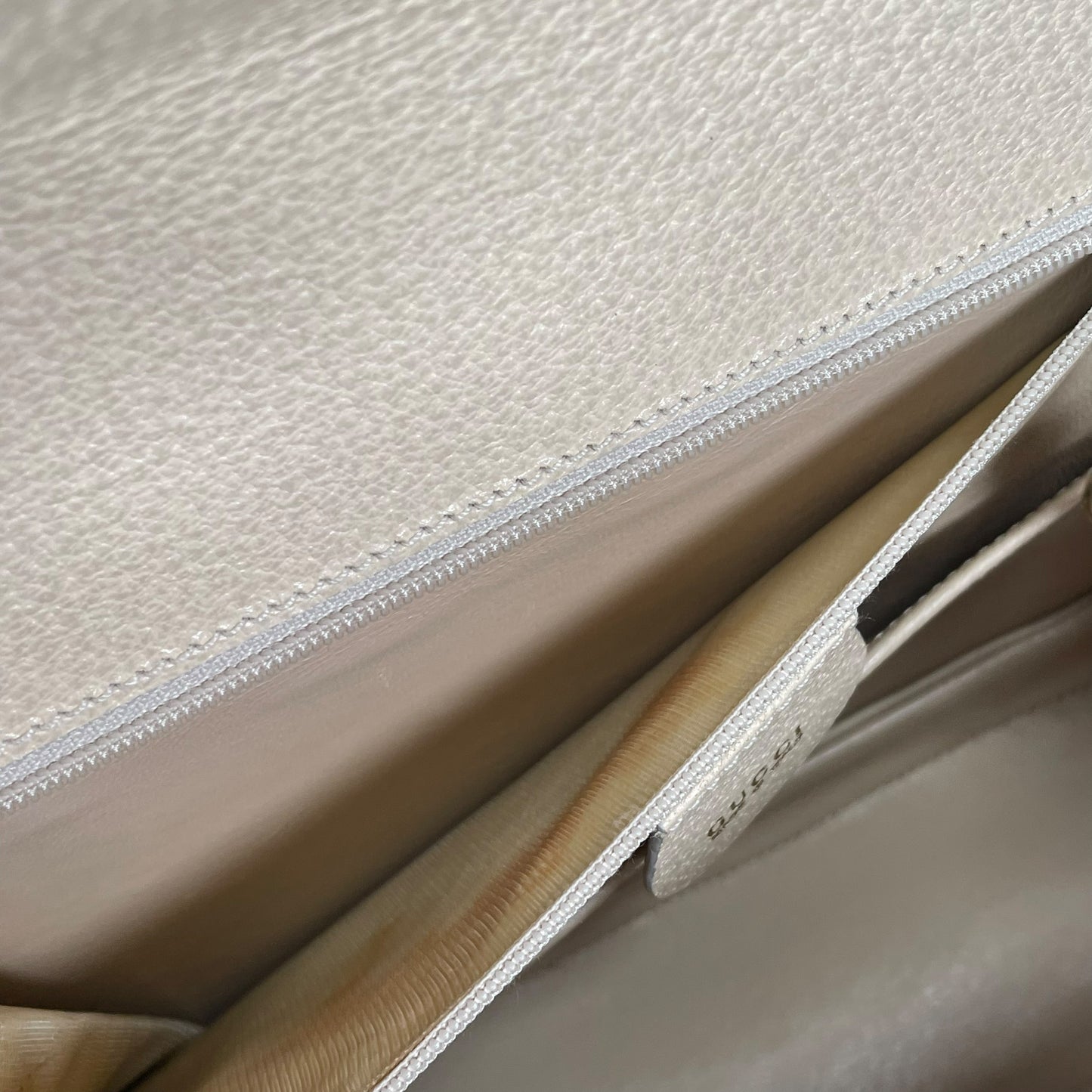 Gucci 1947 Bamboo Bone White Bamboo Turn-Lock Top Handle Flap Purse