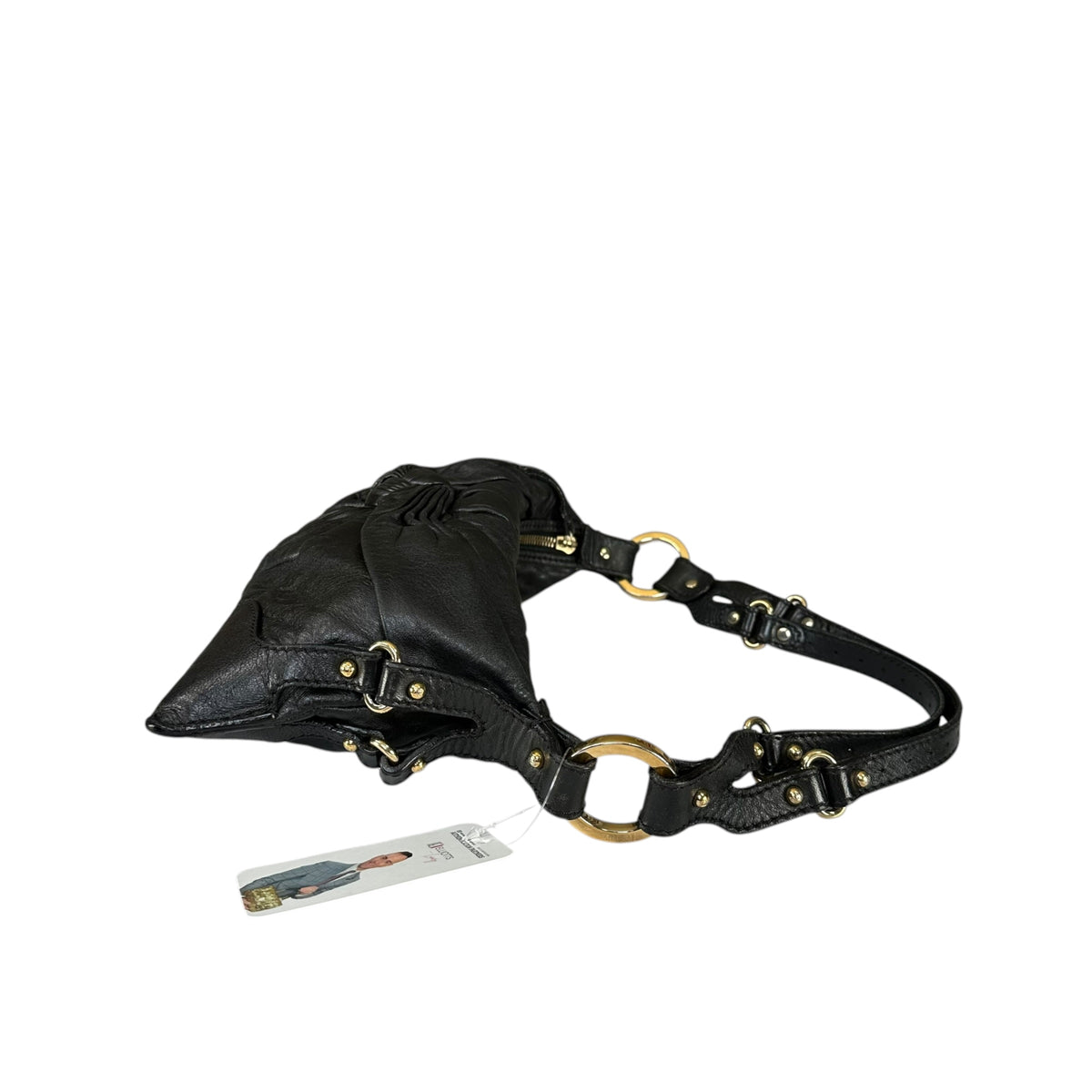 Fendi Baguette Y2K Knot / Flower Black Leather Shoulder Purse