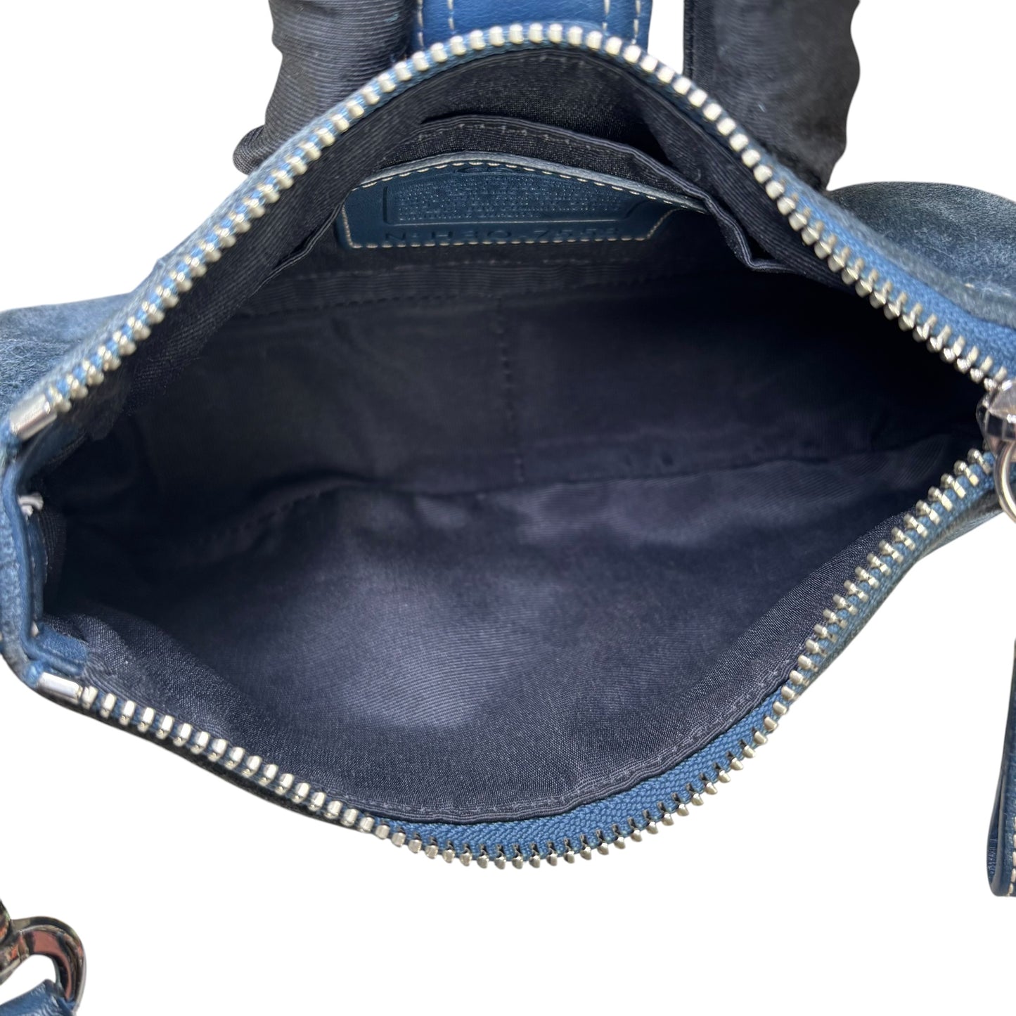 Coach Y2K Mini Soho Navy Blue Suede Buckle Shoulder Purse