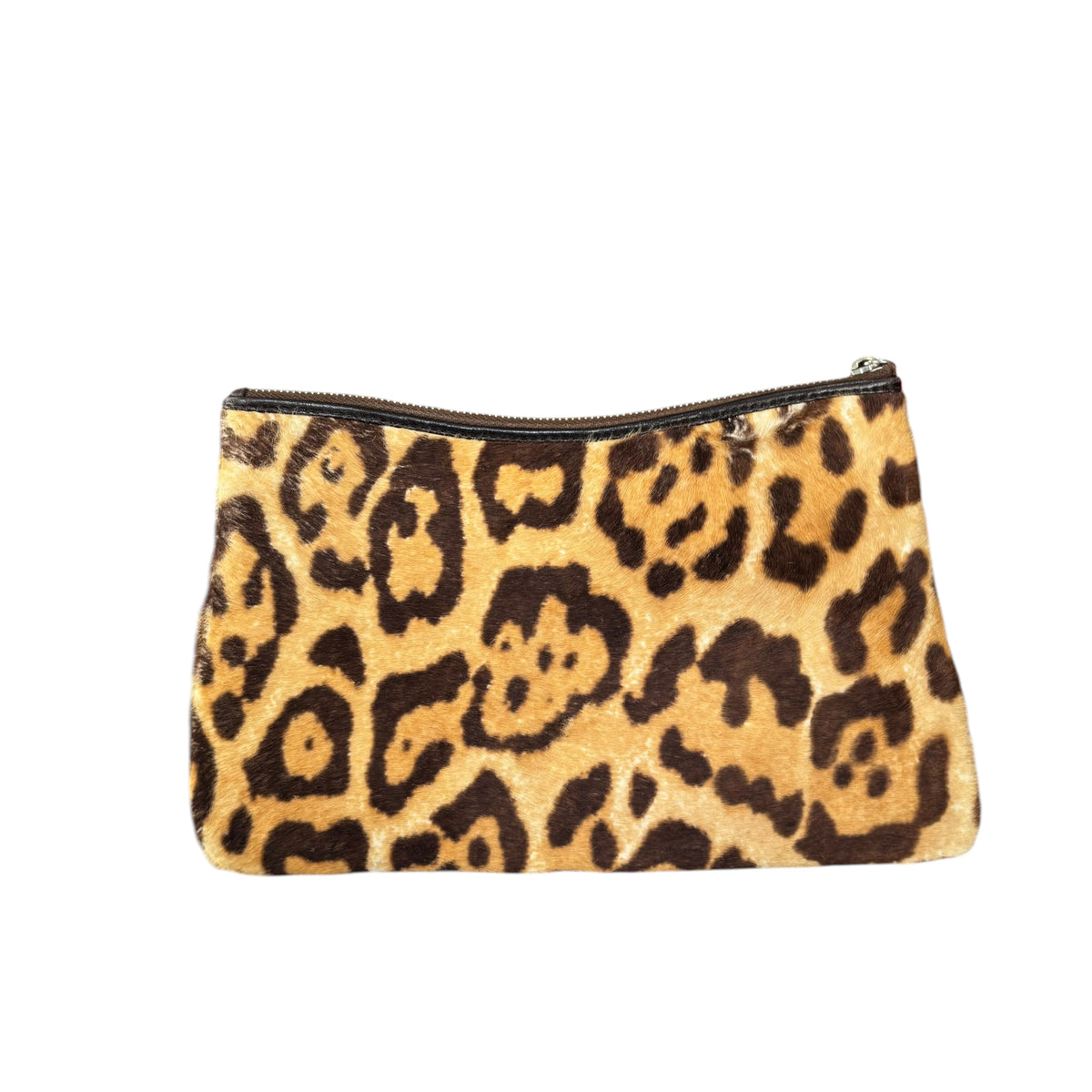 Christian Dior Harako Y2K Pony Hair Zippy Clutch – Leopard Print / Brown Leather