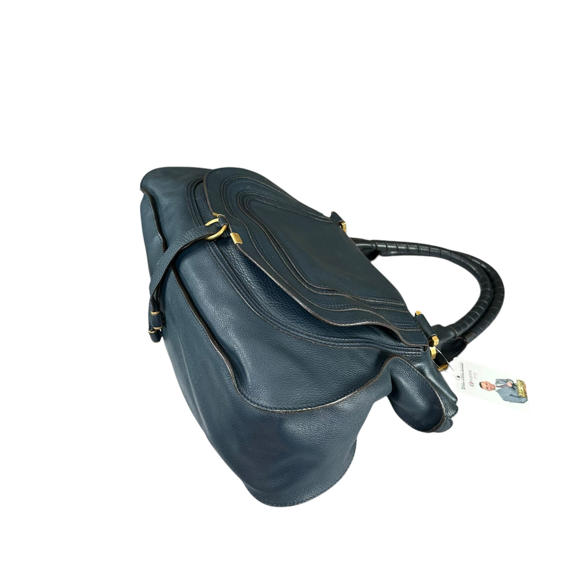 Chloe Marcie XL Navy Blue GHW eather Satchel
