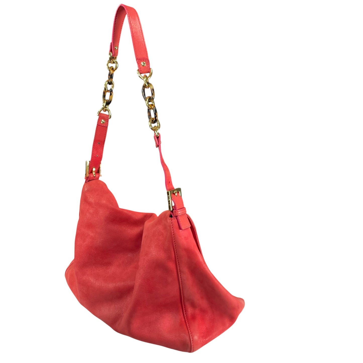 Fendi Baguette MAXI Grapefruit GHW Grapefruit Iridescent Leather Shoulder Purse