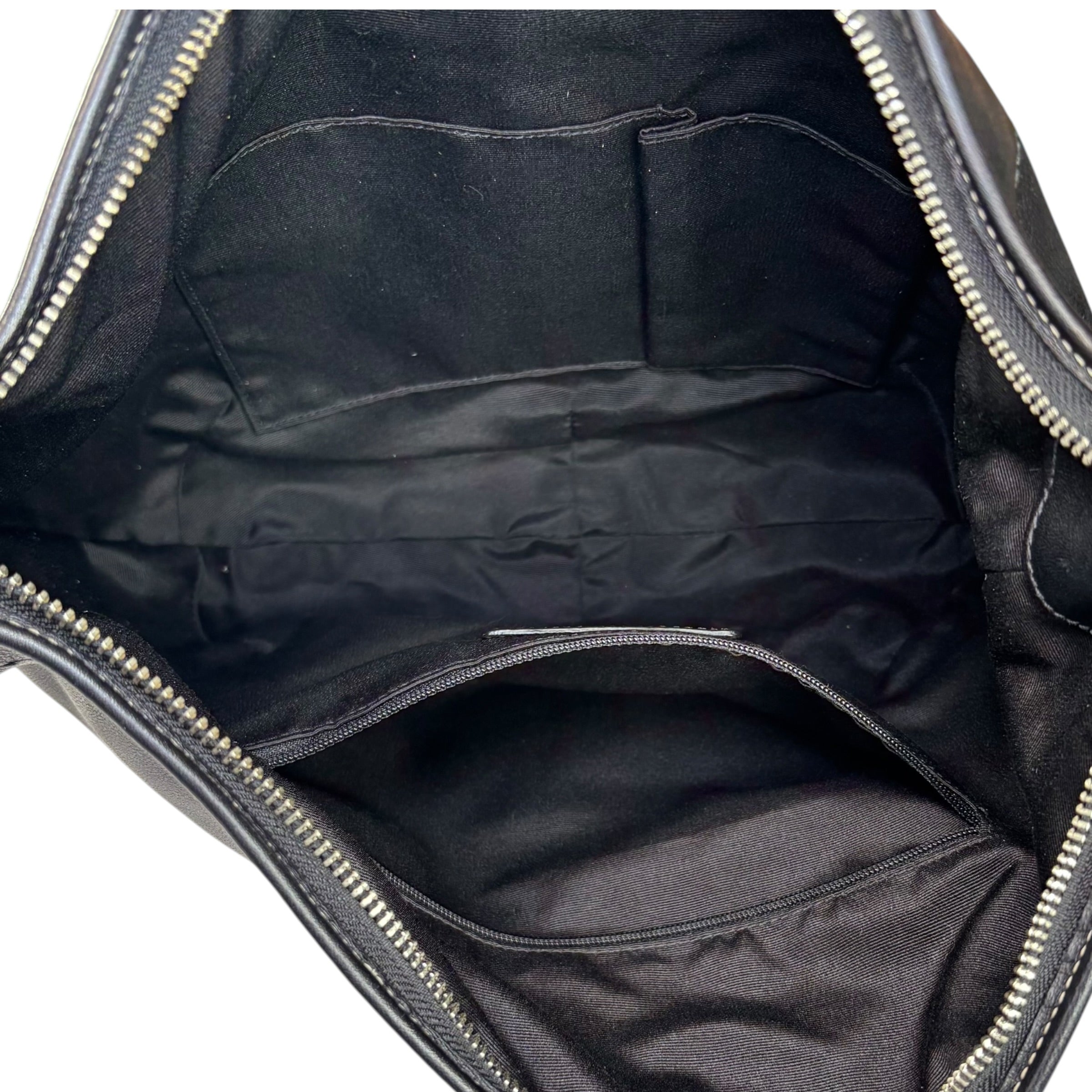 Coach SoHo Large Black Leather SHW Croissant Shoulder Hobo Purse