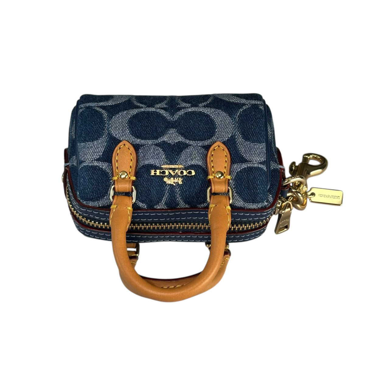 Coach Neo Rowan Sig C Denim Key Chain Purse Charm