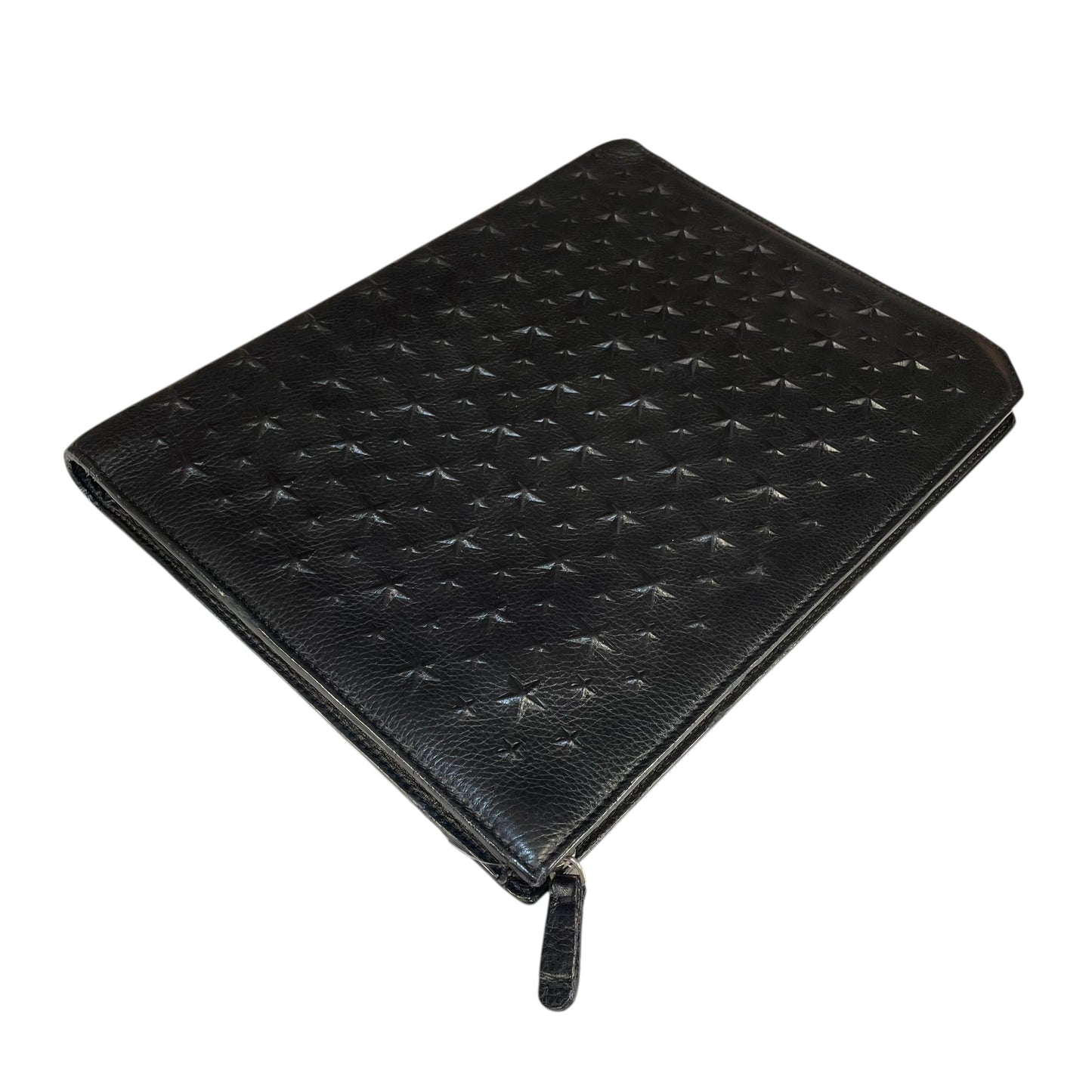 Jimmy Choo Derek XL Black Stars-All-Over Embossed Leather Portfolio iPad Sleeve