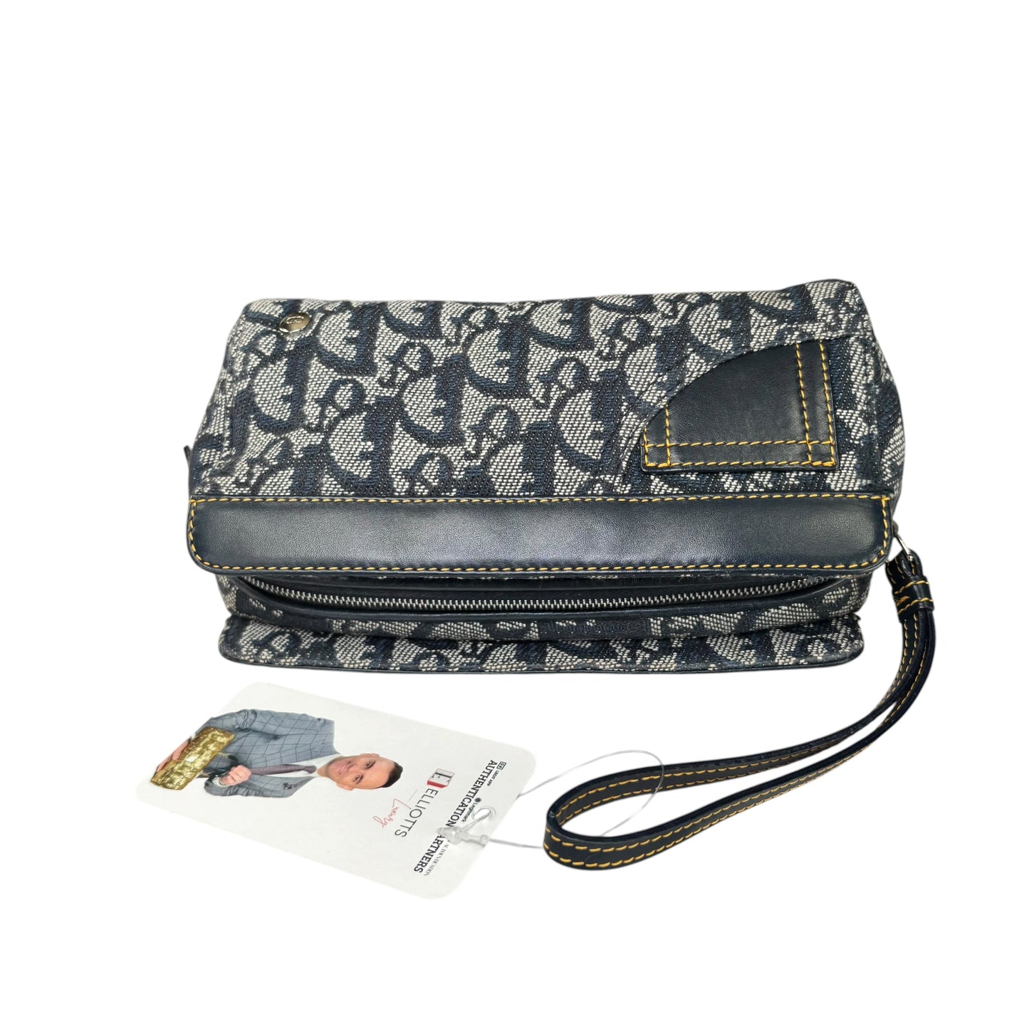 Christian Dior Y2K Mini Leather  Blue Jean Pouchette Clutch Wristket