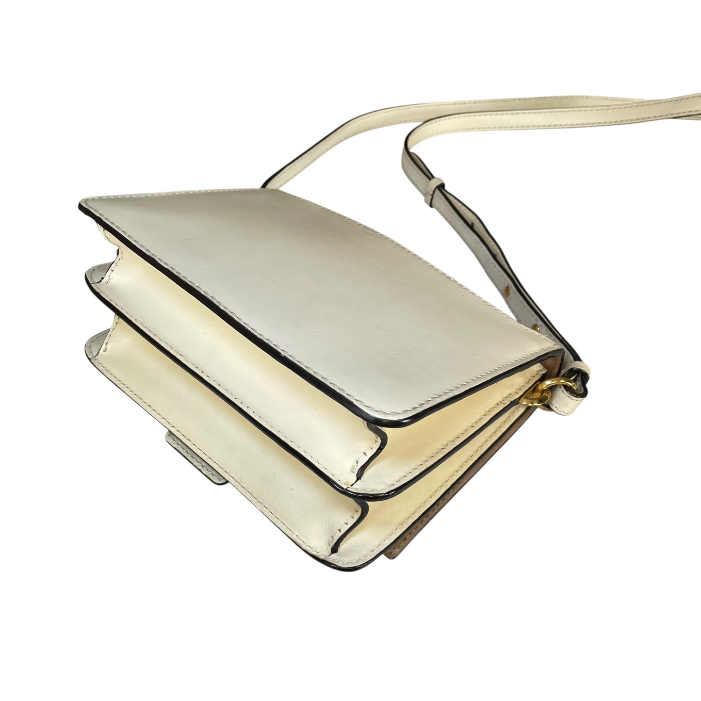 Jimmy Choo Madeline Crossbody Bag Ivory Leather GHW Buckle Flap 2-Way