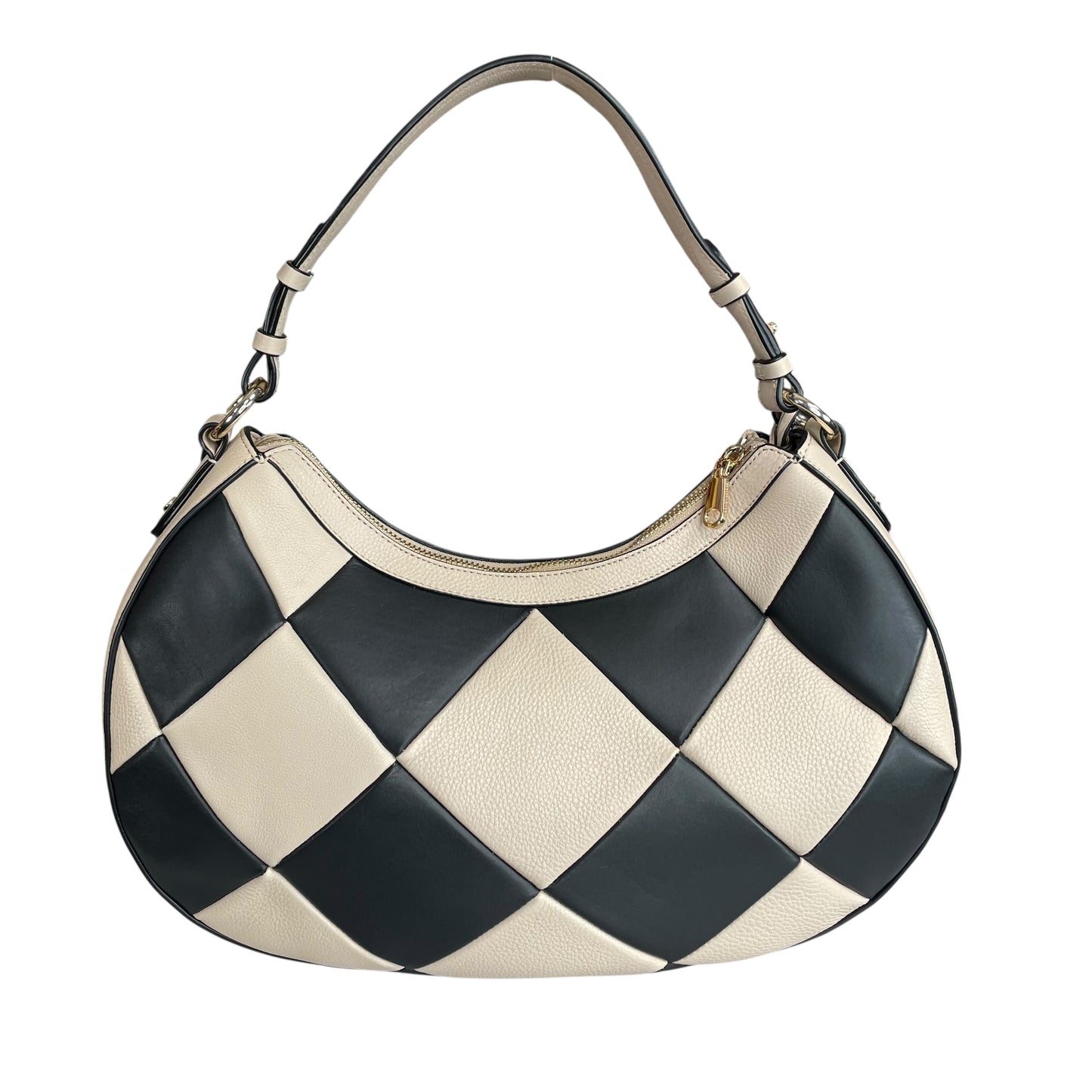 Bradley London Two-Tone Black Creme GHW Quilted Leather Shoulder 2-Way Hobo Bag