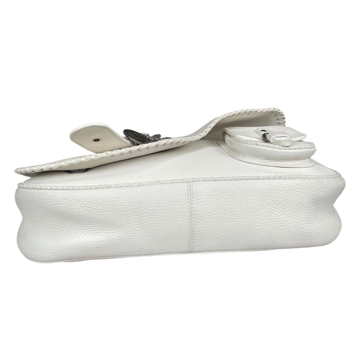 Christian Dior White Gaucho Large Y2K Top Handle Single Flap Shoulder Purse