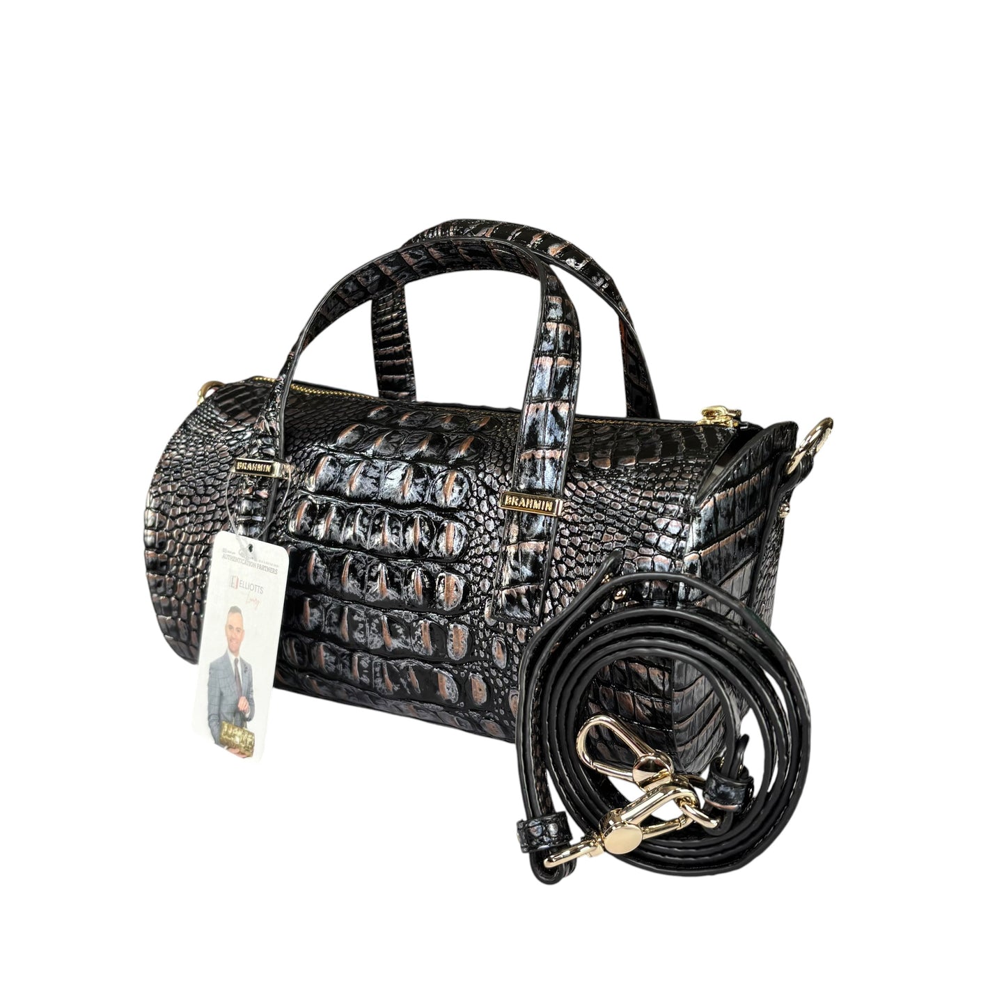 Brahmin Claire Metallic Melbourne Embossed Barrel 2-Way Bag