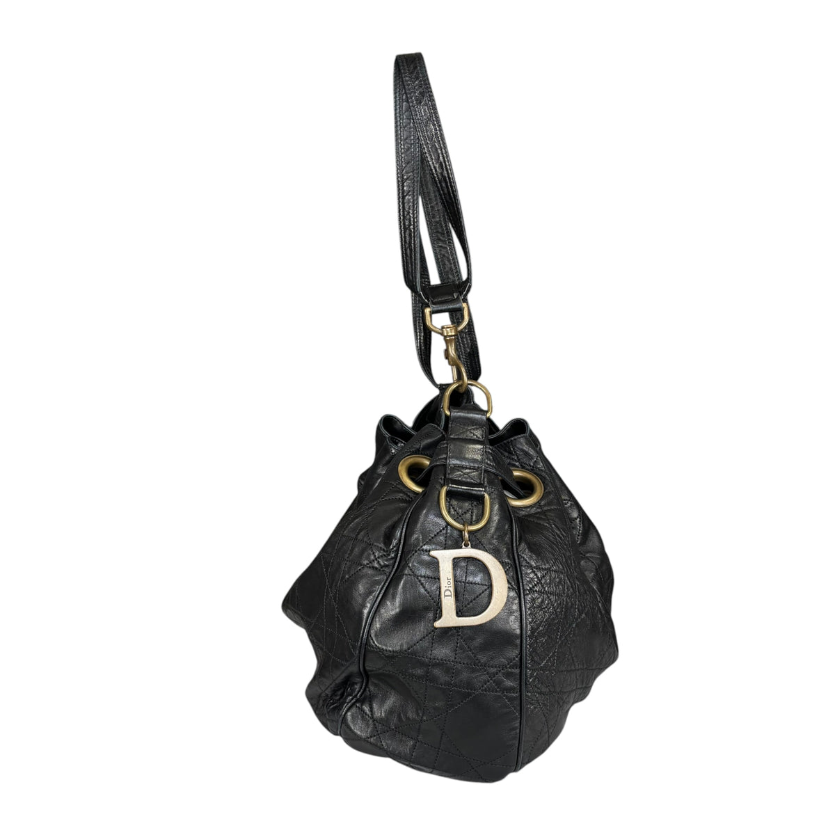 Christian Dior Lady Dior Cannage Lambskin XL Hobo Shoulder Purse