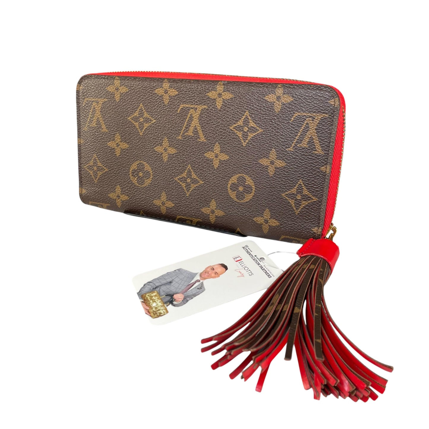 Louis Vuitton Pompon Zippy Tassel Wallet Monogram Canvas Red