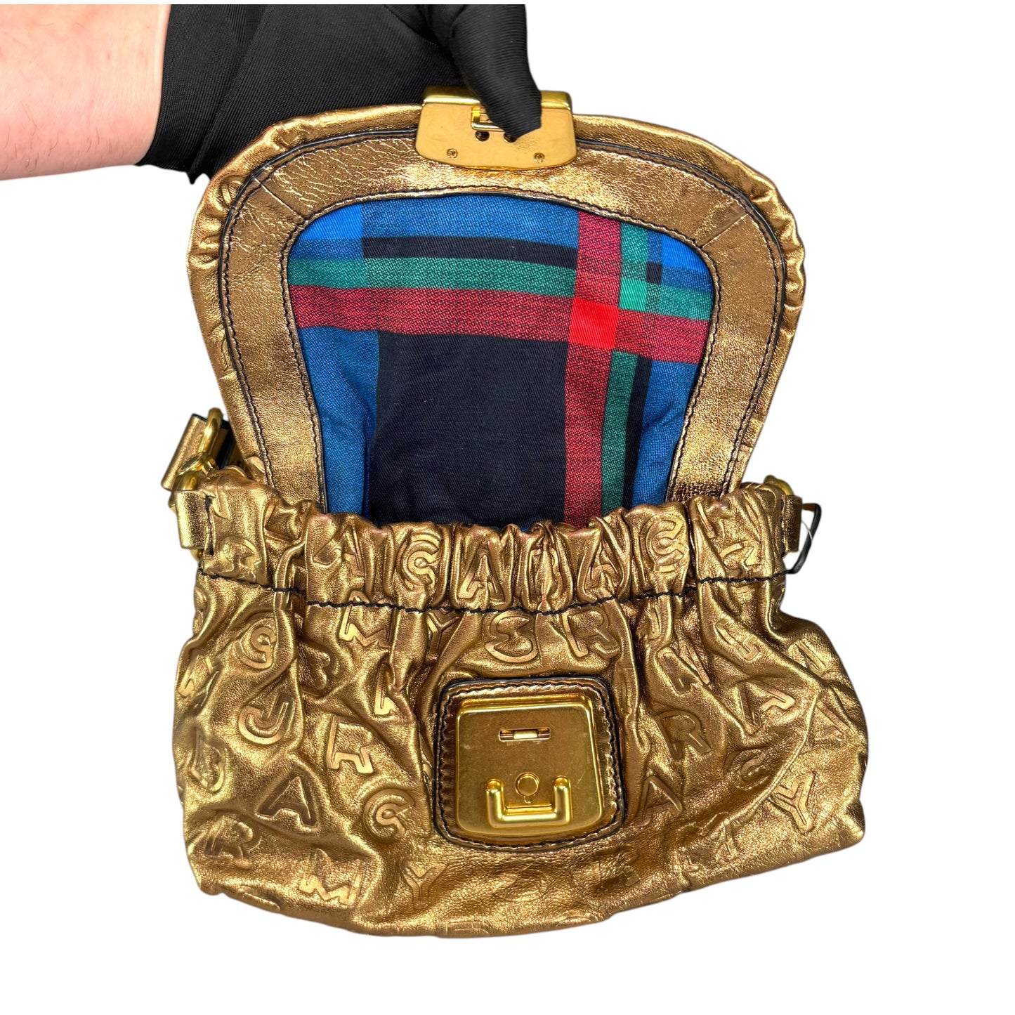 Marc By Marc Jacobs Mini Golden Metallic Leather Embossed Purse