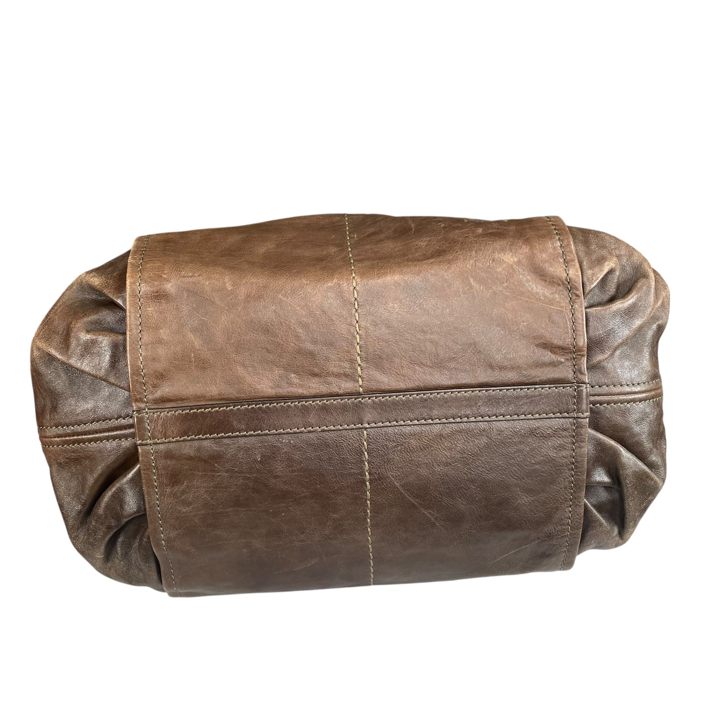 TOD’s G Easy Sacca SHW Grande Distressed Brown Leather Zip Media Tote