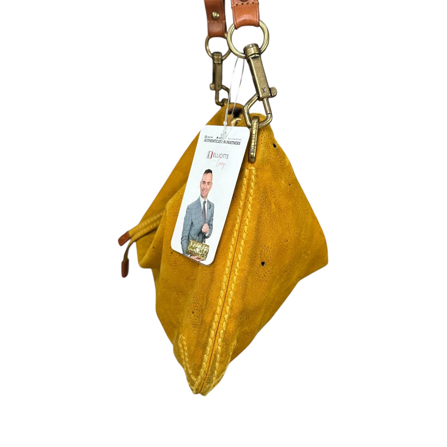Louis Vuitton Limited Edition Suede Mahina Onatah PM Pouchette Yellow Mustard Shoulder Purse