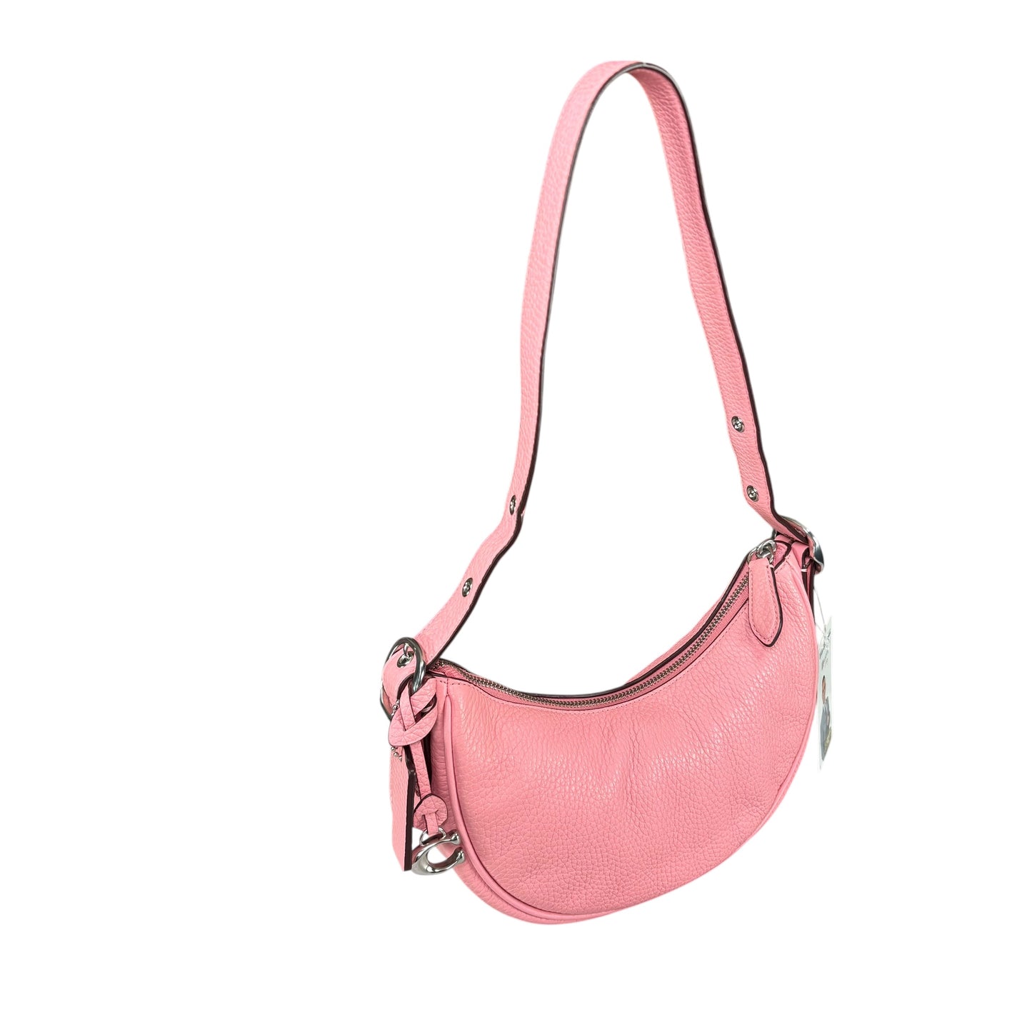 Coach Luna Pink Crescent SHW 2-Way Pebbled Leather Purse