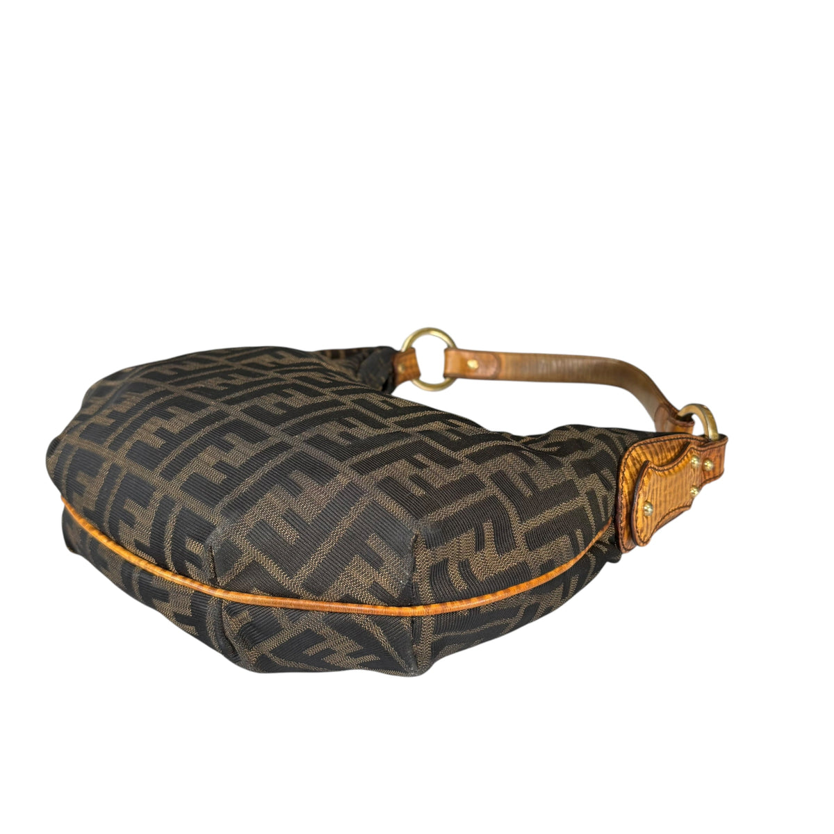 Fendi Y2K Zucca Embossed Lizard Chef Shoulder Purse