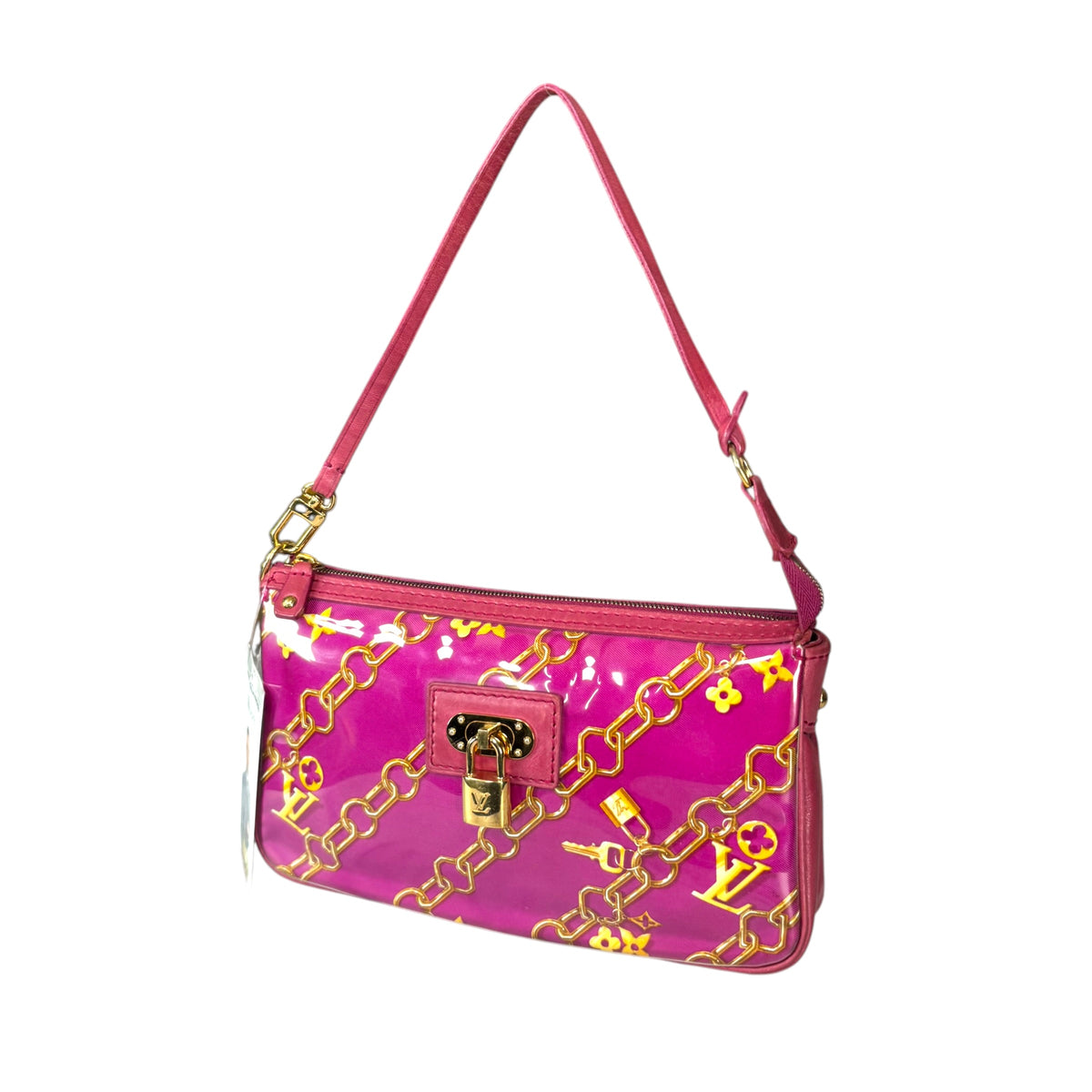 Louis Vuitton Y2K Limited GHW Chain PVC / Leather Fushia Mini Pouchette Purse