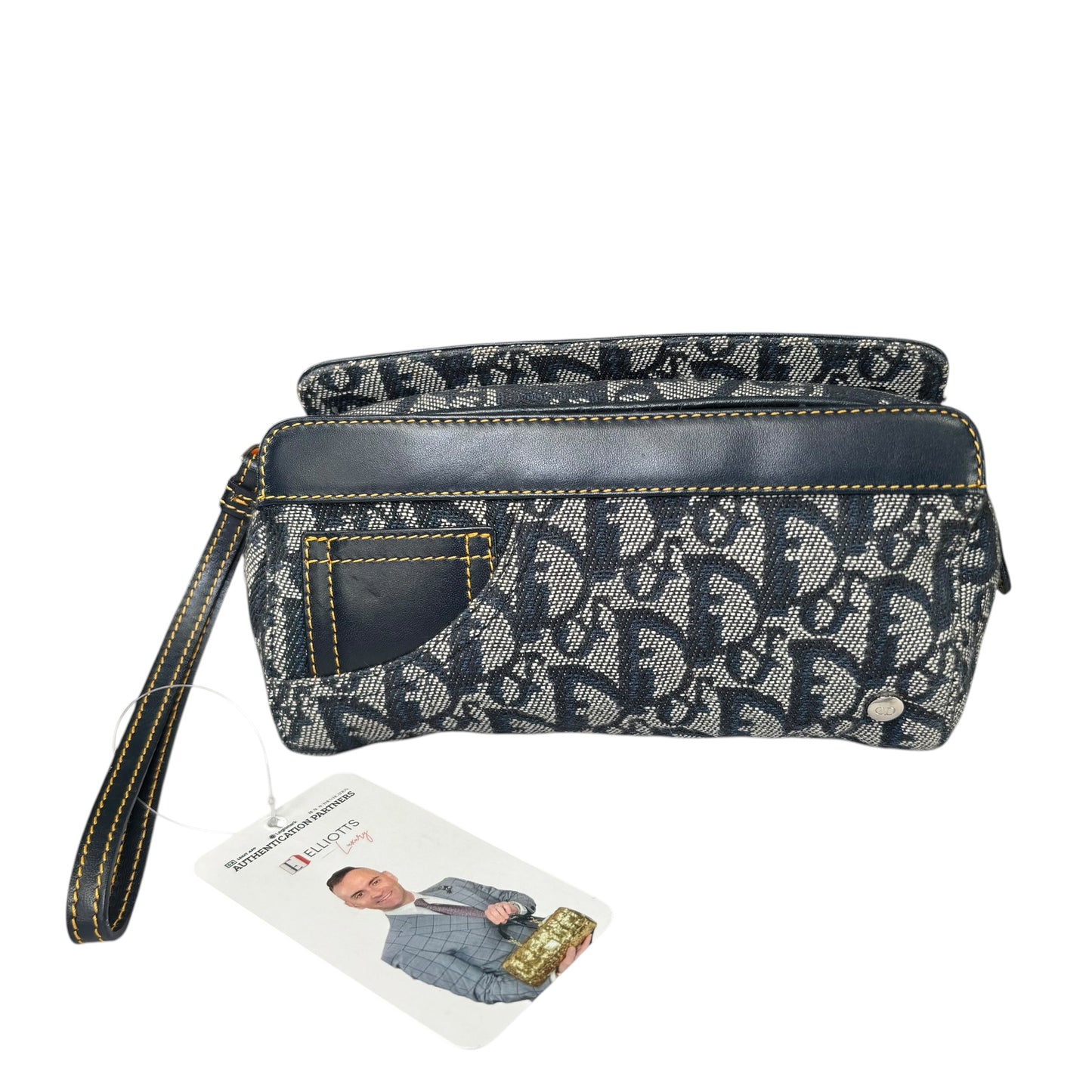 Christian Dior Y2K Mini Leather  Blue Jean Pouchette Clutch Wristket