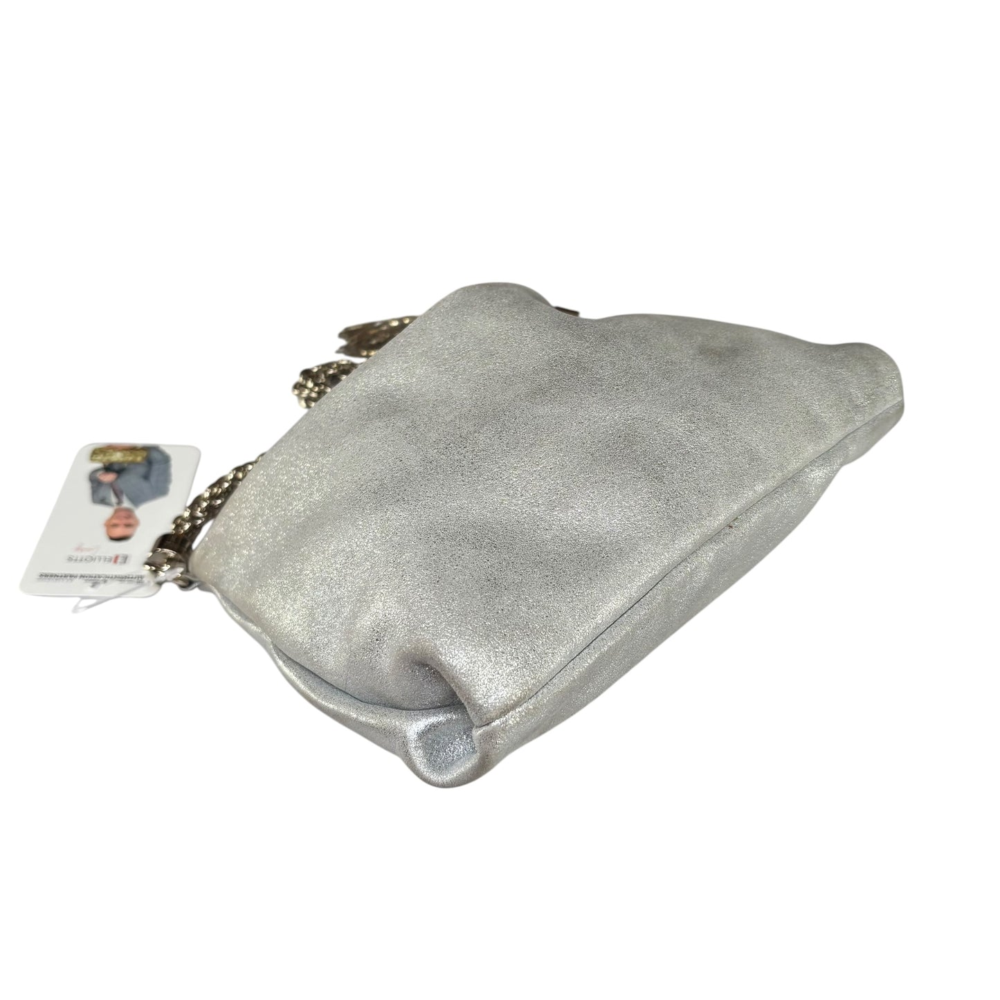 Jimmy Choo Mini Callie Silver Metallic Sueded Leather Purse
