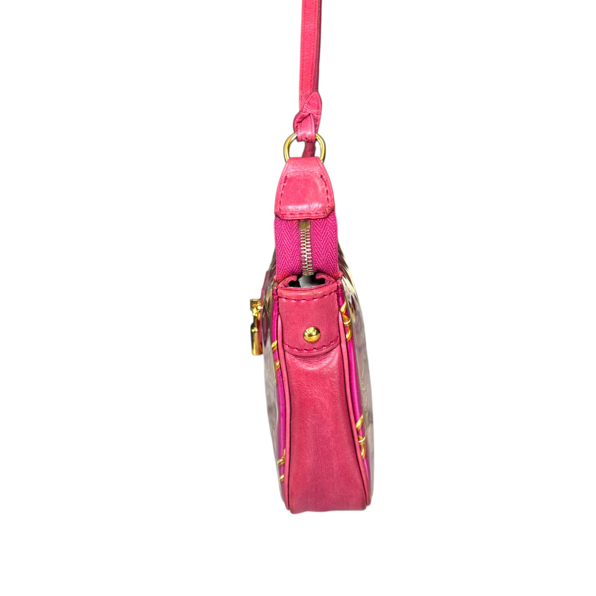 Louis Vuitton Y2K Limited GHW Chain PVC / Leather Fushia Mini Pouchette Purse