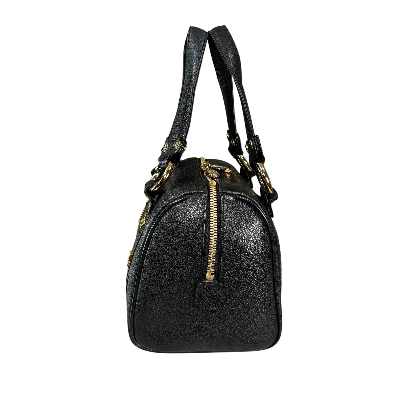 MCM Viestos GHW Black Mini Boston Studded Zip Purse 9”