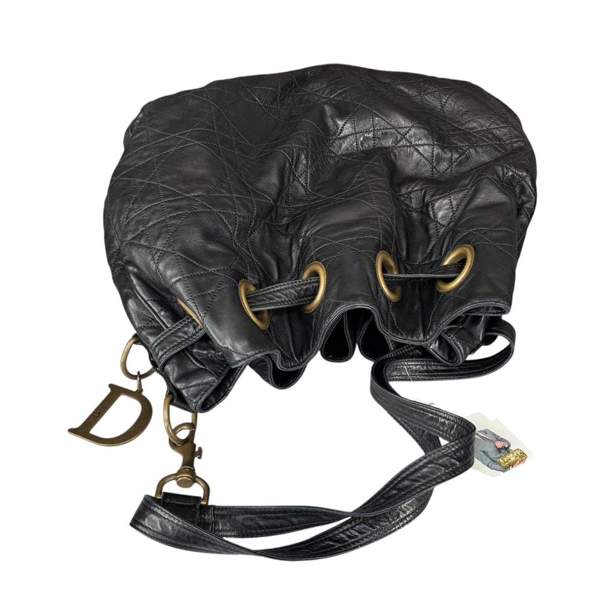 Christian Dior Lady Dior Cannage Lambskin XL Hobo Shoulder Purse