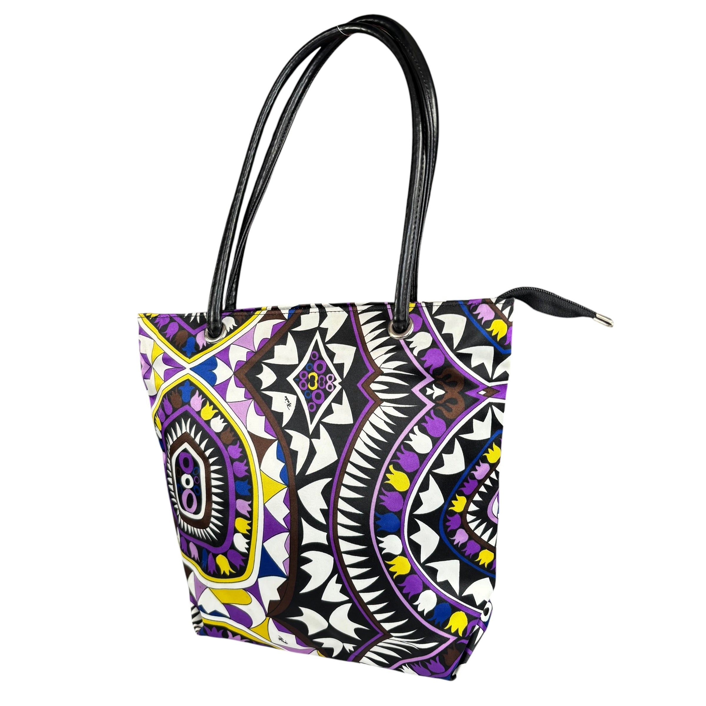 バッグ EMILIO PUCCI tote bag pucci pattern Emilio Pucci Nylon Floral Geo Mini Tote Bag Purse – Elliott's Luxury