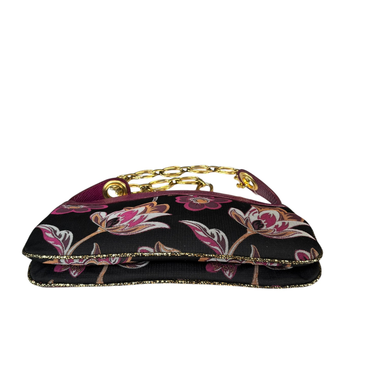 D & G Dolce & Gabbana Y2K Purple Floral Shoulder Chain Purse
