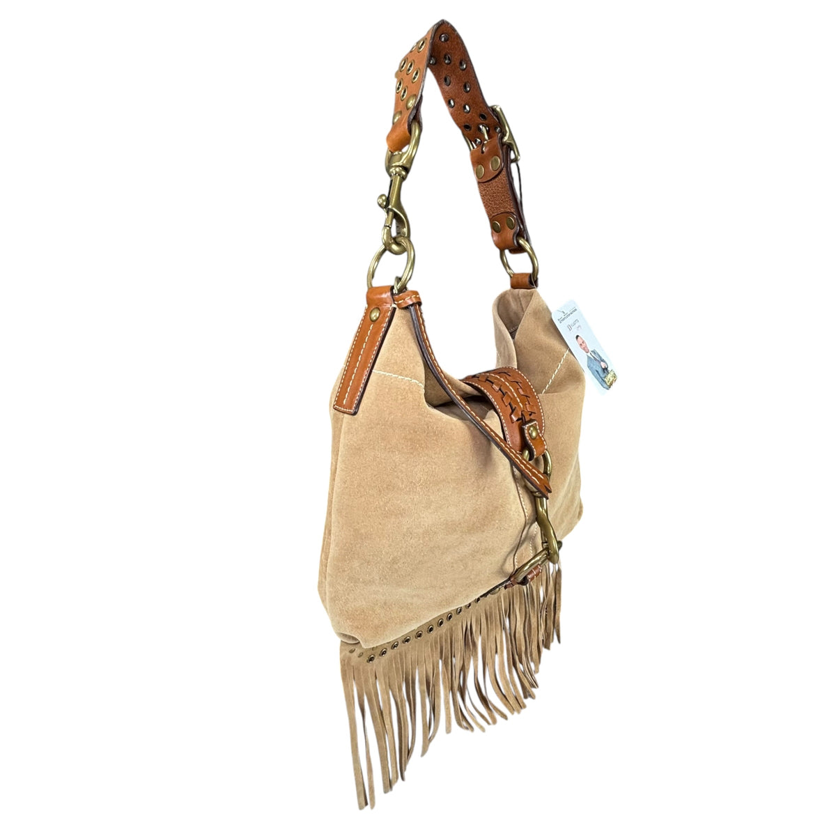 Coach Y2K Fringe Beige /Brown Hampton Suede Leather Hobo Purse