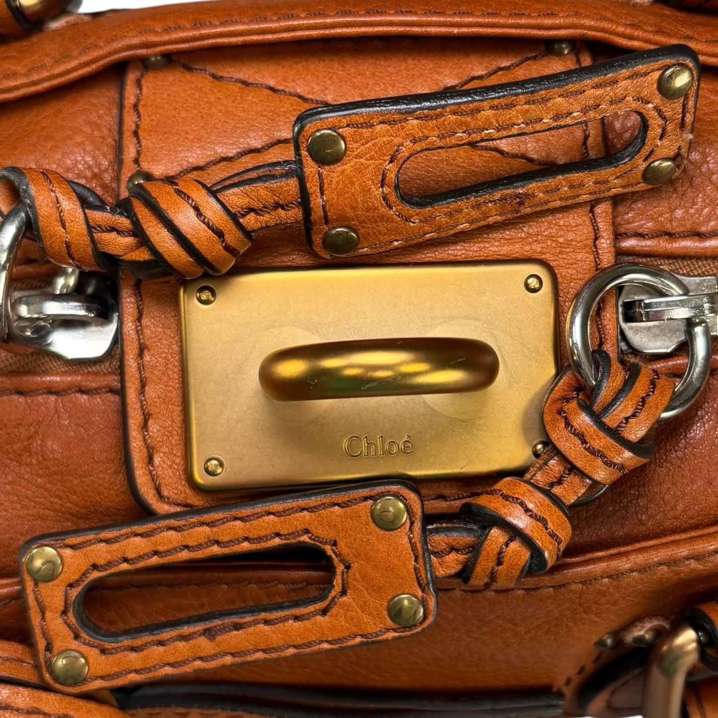 Chloe Mini Brown Leather GHW Paddington Lock Shoulder Purse