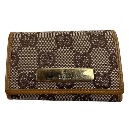 Gucci GG Canvas Butterscotch Leather 6 Key Case Holder