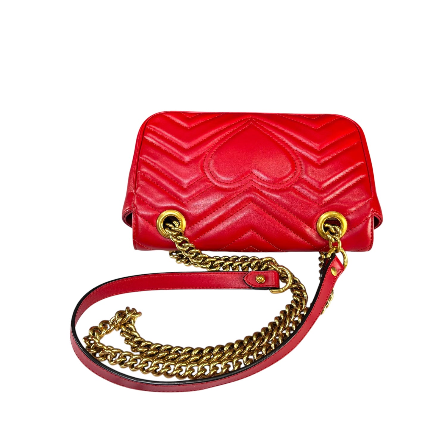 Gucci GG Marmont Red Leather Quilted Crossbody Shoulder Purse