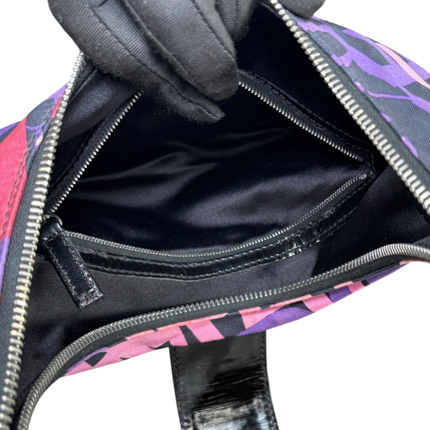 Fendi Y2K Baguette Crescent Graffiti Purple Pink Canvas Patent Leather Purse
