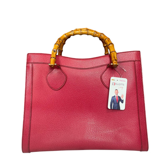 Gucci Diana Classic Bamboo GHW Raspberry Medium Leather Tote