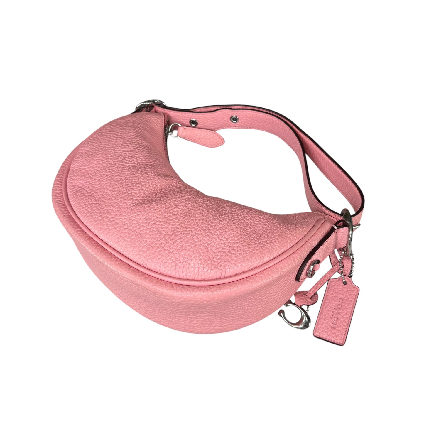 Coach Luna Pink Crescent SHW 2-Way Pebbled Leather Purse