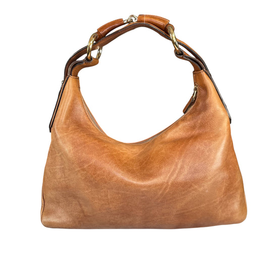 Gucci Classic Horsebit GHW Saddle Brown Leather Tom Ford Hobo Shoulder Purse