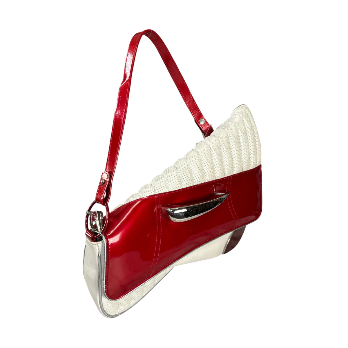 Christian Dior Cadillac Y2K Red Patent White Leather 2-Way Purse