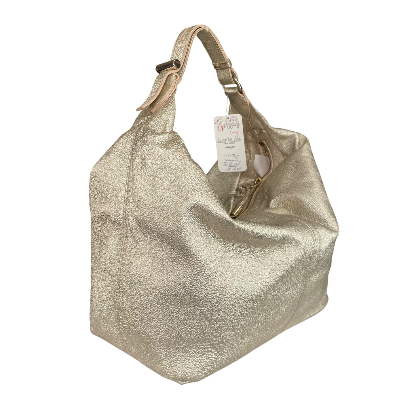 Jimmy Choo Y2K Metallic GHW Aged Golden Foil Leather XL Hobo